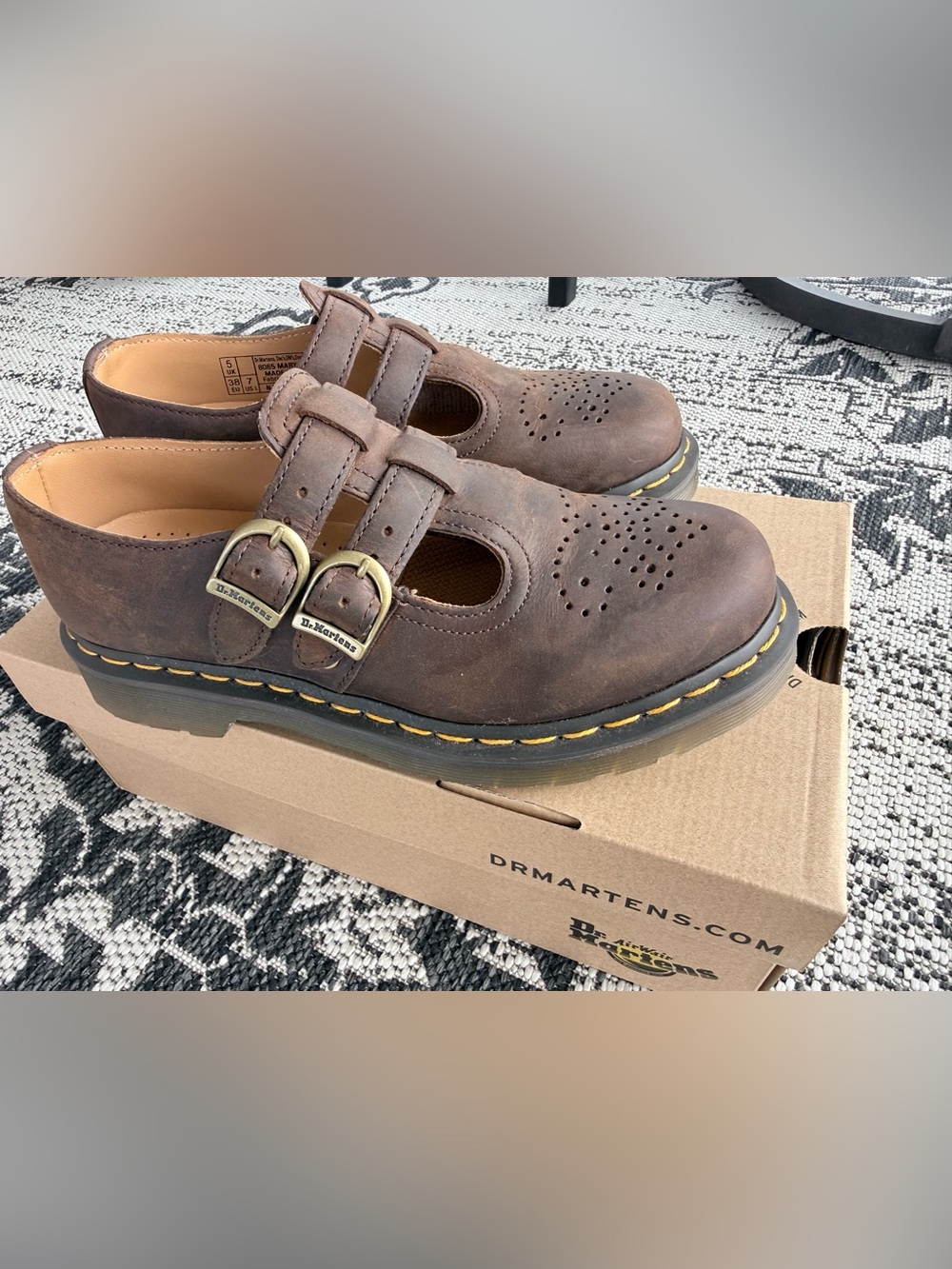 NIB Dr. Martens 8065 Crazy Horse Brown Mary Janes 7